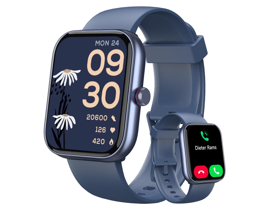 Smartwatch Yizhood Idw20 1.91 Inch Chamada Bluetooth Ip68 Monitorização Da Saúde À Prova De Água 100 Modos De Desporto 300mah (android E Ios Azul)