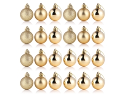 Laxiscreed Pack Com 4 Enfeites De Natal Em Plástico Dourado Para Árvore Decorativa, 4 Cm