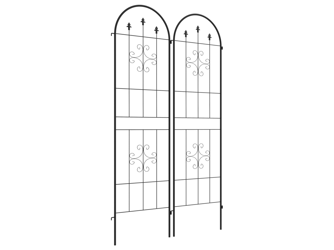 Conjunto 2 Treliças Aço Jardim Suportes Trepadeiras Flores 50x180 Pretas