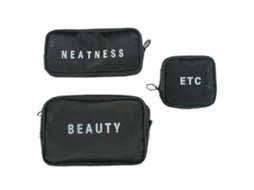 Conjunto de 3 Bolsas de Maquilhagem em Malha com Zíper para Escritórios e Viagens RNEMITERY