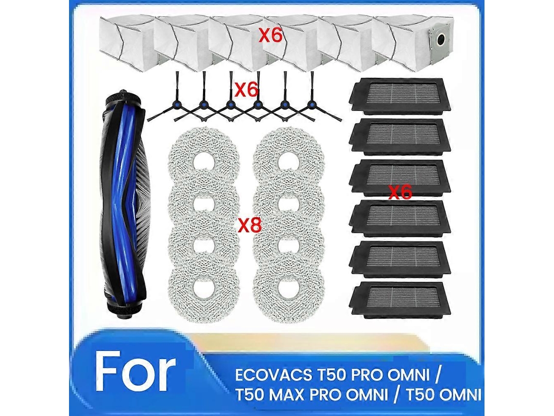 Conjunto De 27 Peças Para T50 Max/t50 Pro/t50 Omni/t50 Pro Omni/t50 Omni: Escova, Filtro, Saco De Pó E Esfregão.