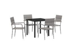 Conjunto 5 Conjunto De Jantar Para Jardim Vidaxl Cinzento Vime Pe (80 X 80 X 73 Cm)