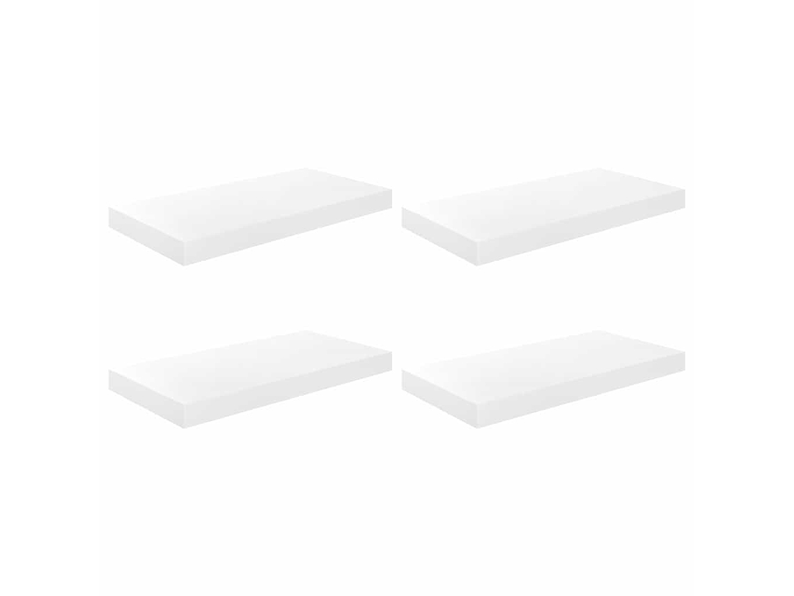 Prateleiras de Parede Suspensas 4 Pcs 50x23x3,8cm Mdf Branco MAISON EXCLUSIVE