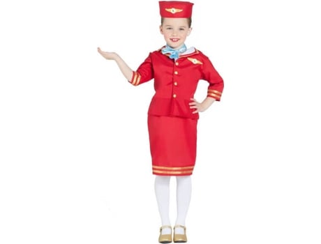 Fato de Menina  Hospedeira De Bordo Vermelho (Tam: 10 a 12 anos)