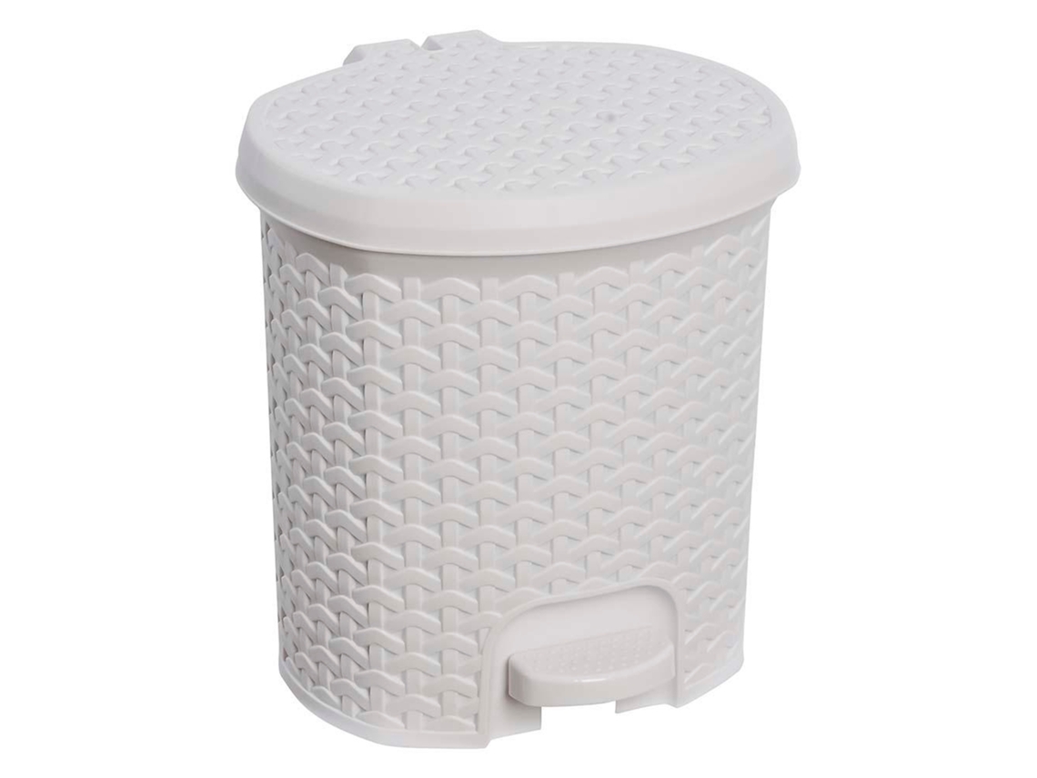 Caixote Do Lixo KEEEPER 5 5L com Tampa Rattán Branco Nórdico