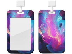 Porta Crachá, Azul E Roxo Vibrantes, Protetor De Crachá Vertical Com Cordão, Capa Plástica Impermeável, Estojo