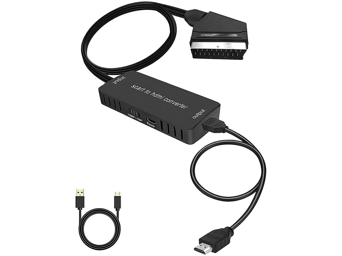 Conversor Scart para Hdmi, Cabo Hdmi com Comutador 720p/1080p, Adaptador Tv e Projetor. AQUAFORGE