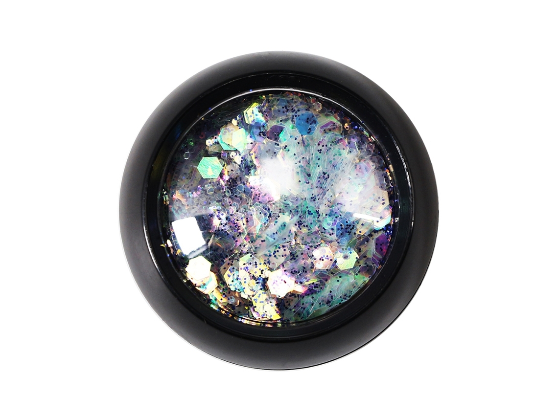 Decoración De Unhas Artística Com Estrelas Hexagonais, Glitter E Strass Irregulares Azuis