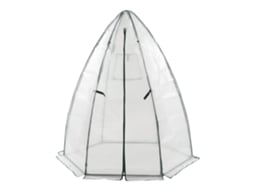 Estufa exterior de alumínio Hunze com grelha de aço e cobertura PE 183 x Ø 160 cm - Branco [EN.CASA]