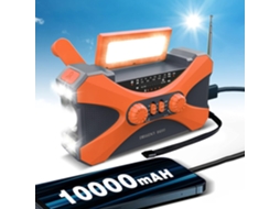 Rádio Portátil de Emergência com Energia Solar, Bateria de 10, 000mah, Recarregável Via Usb com Manivela, Am/fm AQUAFORGE