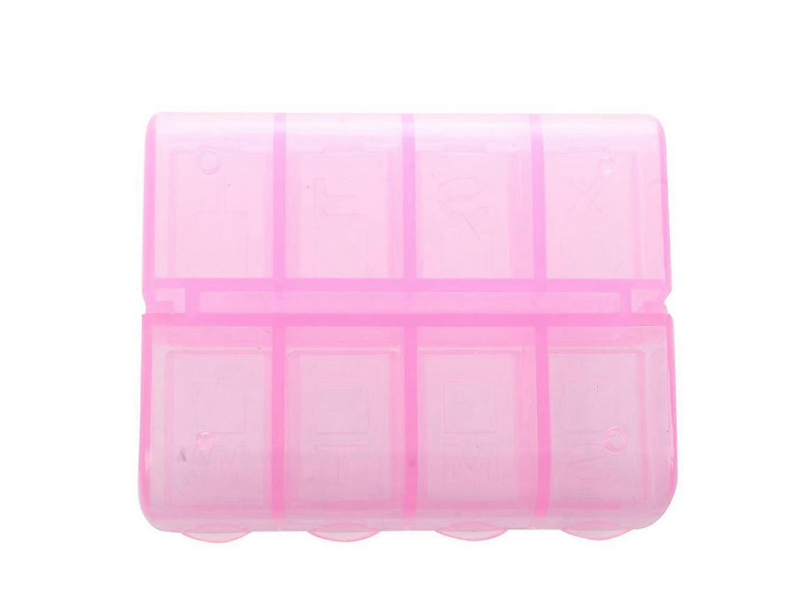 Caixa De Comprimidos Retangular De Plástico Com 8 Compartimentos, Rosa. Nostalgia88