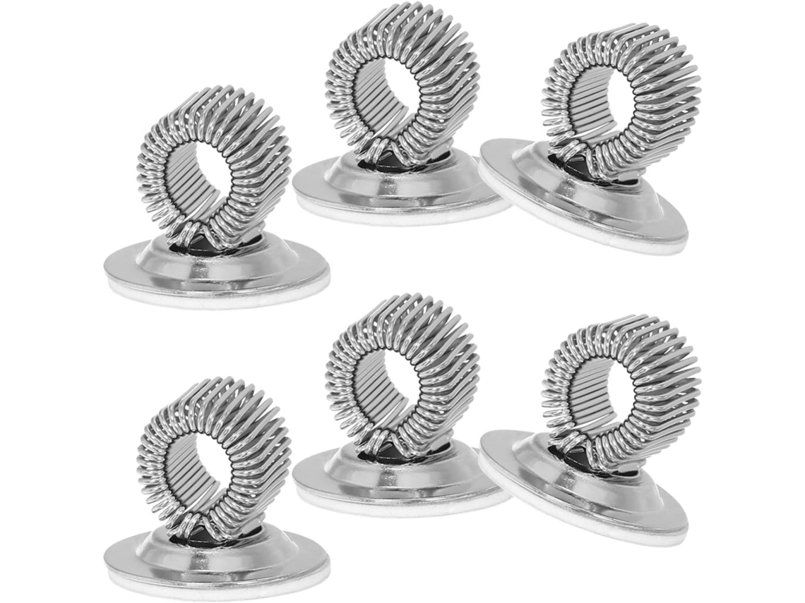 Conjunto de 6 Clipes Autoadesivos Ferro Prateado para Latas Compactas, Duráveis e Fáceis de Usar, Ideais para