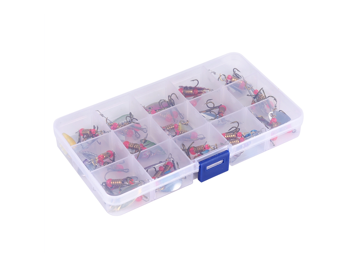 Kit 30 Iscas de Pesca Coloridas com Anzol Triplo