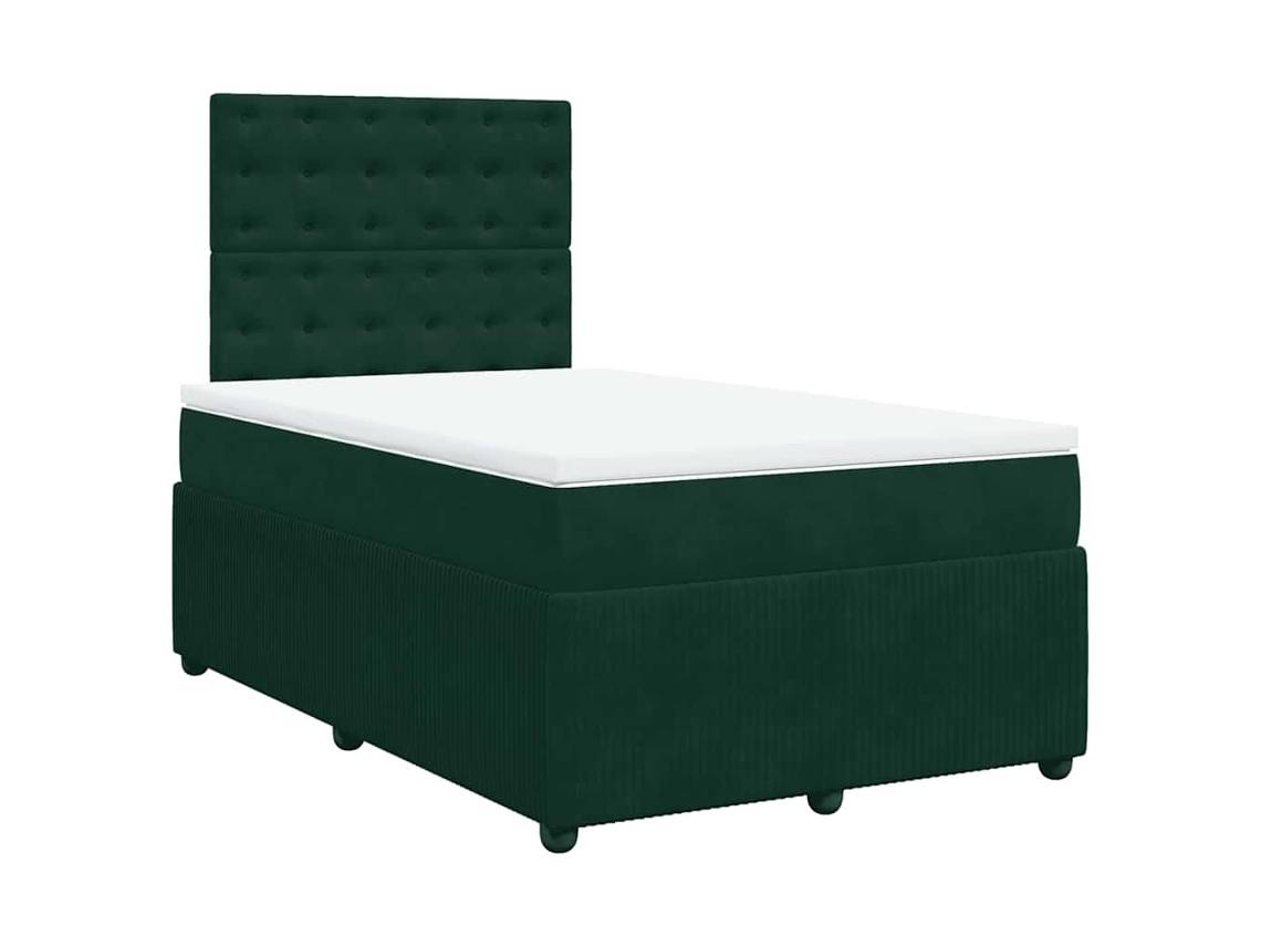 Cama Boxspring com Colchão Veludo Verde Escuro MAISON EXCLUSIVE (120x200 cm)