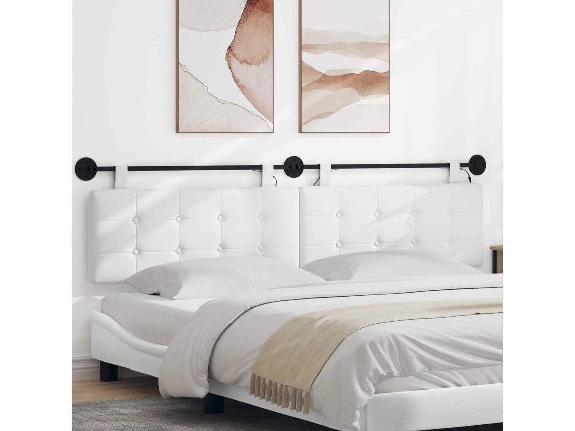 Vidaxl Cabeceira Suspensa Com Luz Led Branco Tecido