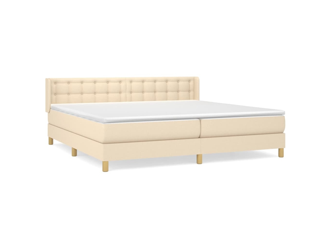 Cama com Molas/colchão 200x200 Cm Tecido Cor Creme MAISON EXCLUSIVE