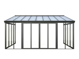 Marquise em alumínio e policarbonato com proteção UV VENTE-UNIQUE.PT Mathilda (Antracite - 15,8 m²)