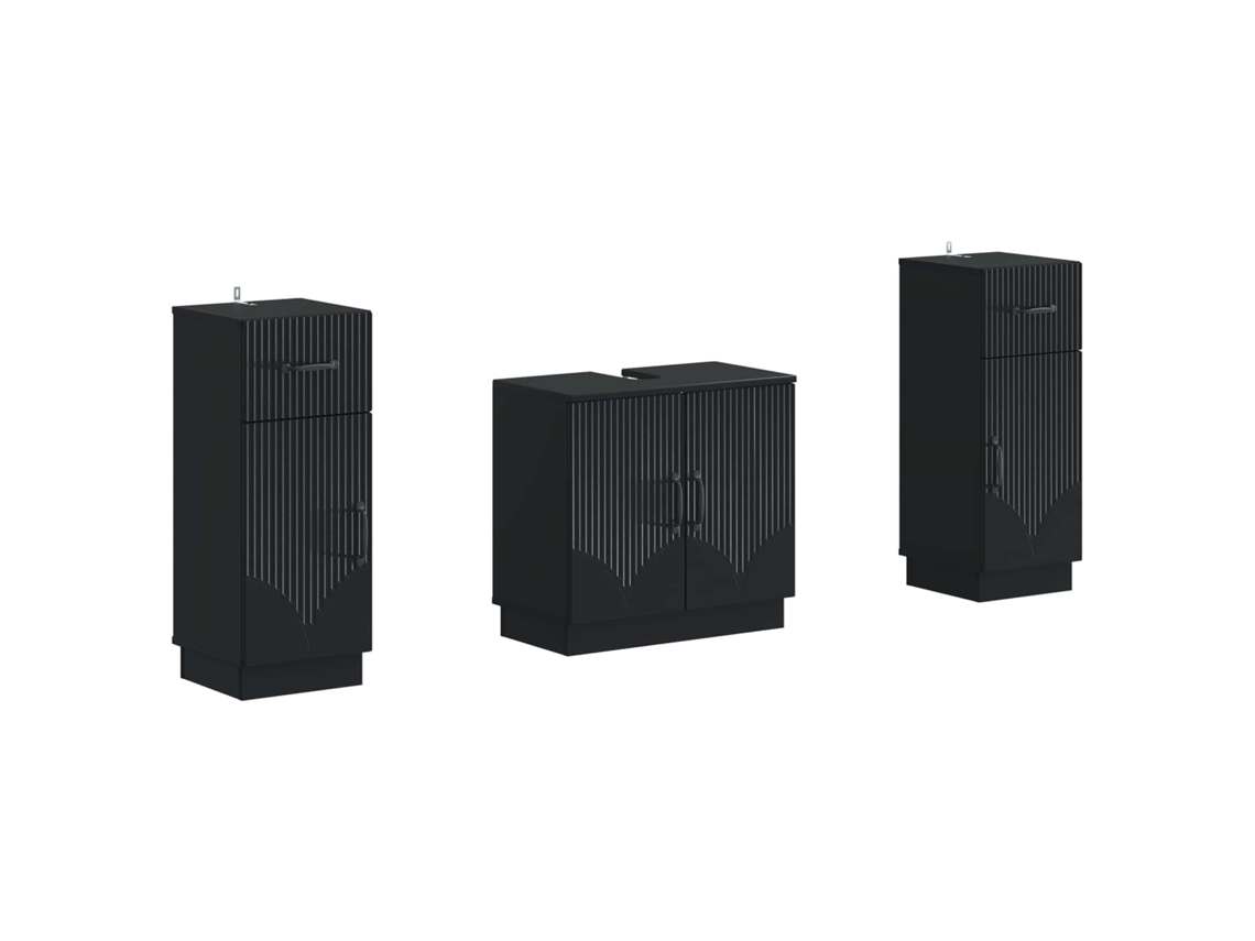 Vidaxl Conjunto De Armário De Banheiro Com 2 Peças Hoorn Preto