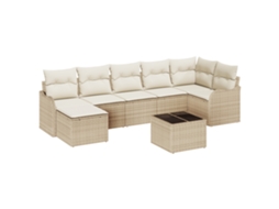 Conjunto 8 Sofá Modular Vidaxl Bege Vime Pe (55 X 55 X 37 Cm)