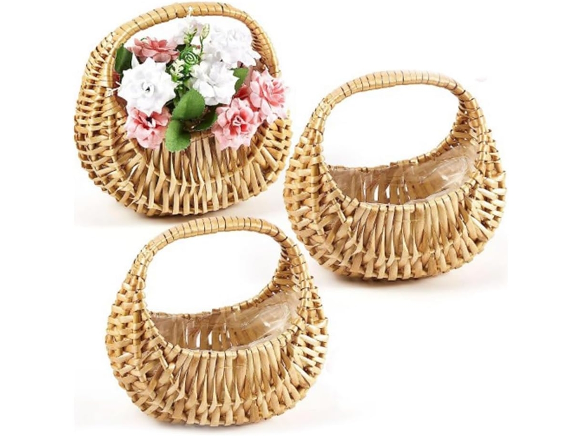 Cesta De Vime Em Formato De Meia Lua Com Alça, Ideal Para Damas De Honra Em Casamentos. Gokoco