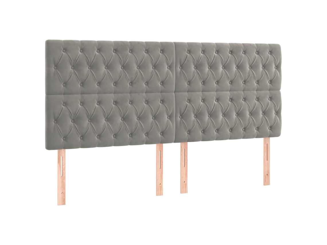 Conjunto 4 Cabeceira Vidaxl Cinzeto Veludo (200 X 7 X 128 Cm)