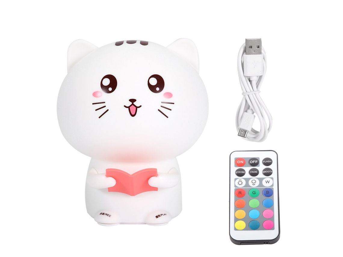 Rebe-lâmpada Noturna Led De Silicone Com Carregamento Usb Gato Bonito Colorido Para Casa E Quarto Rosa