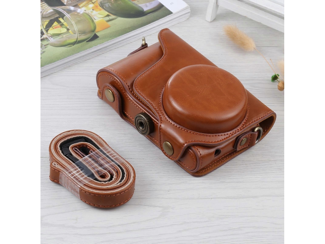 Capa Protetora De Couro Pu Para Câmera Samsung Galaxy Ek-gc100 / Ek-gc110 / Ek-gc200, Com Alça Integrada.