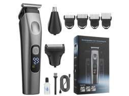 Kit De Barbeador Elétrico 3 Em 1 Com Visor Digital. Apara Cabelo, Barba E Pelos Do Nariz. Czhhmart