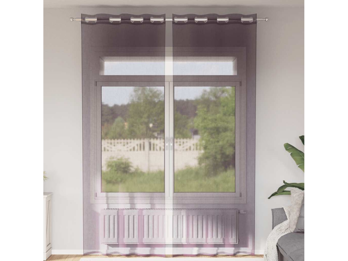 Vidaxl Cortinas De Voile Com Ilhós 2 Pcs Roxo 140x260 Cm
