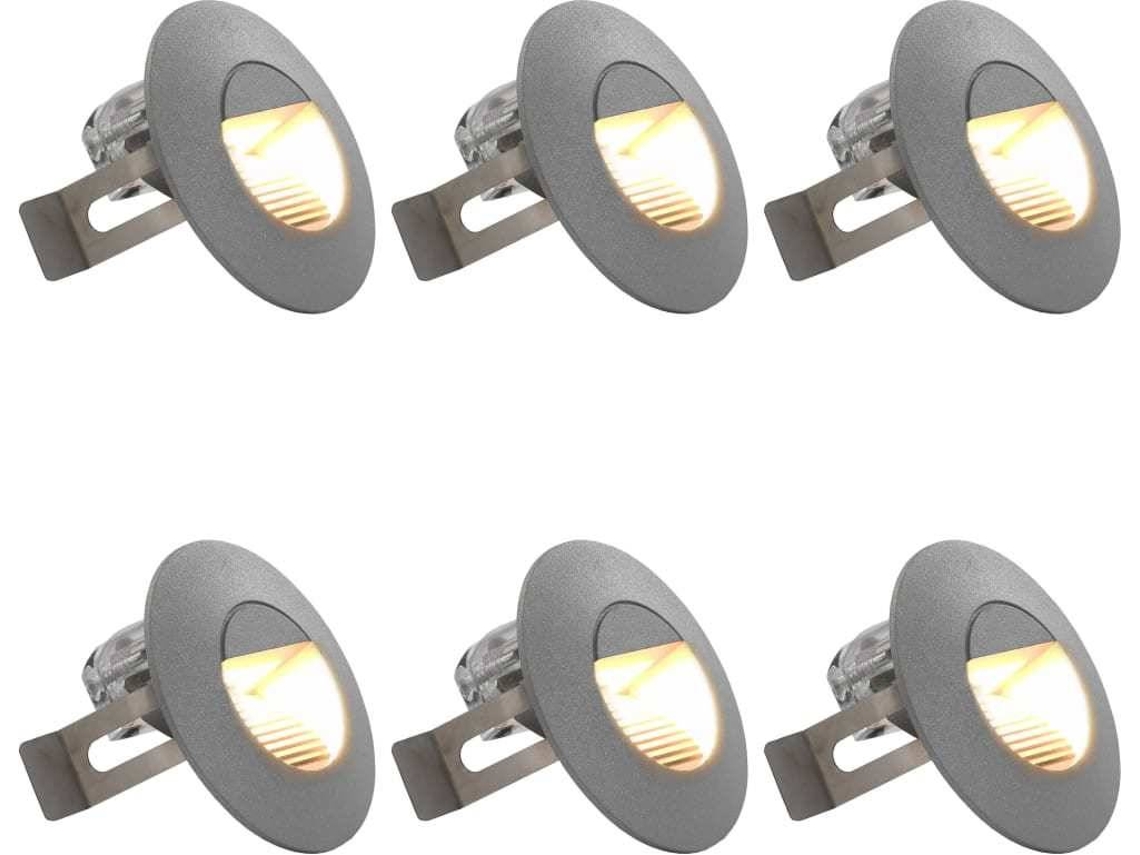 vidaXL Iluminação LED de parede exterior 6 pcs 5 W redondo prateado