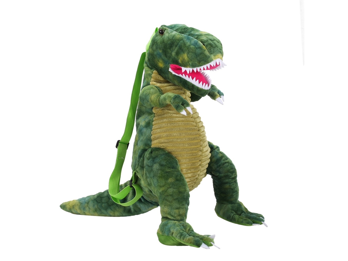 Walshlxq mochila de Dinossauro para Crianças 3d Macia de Pelúcia Animais Bonitos para Escola Viagens Camping Verde