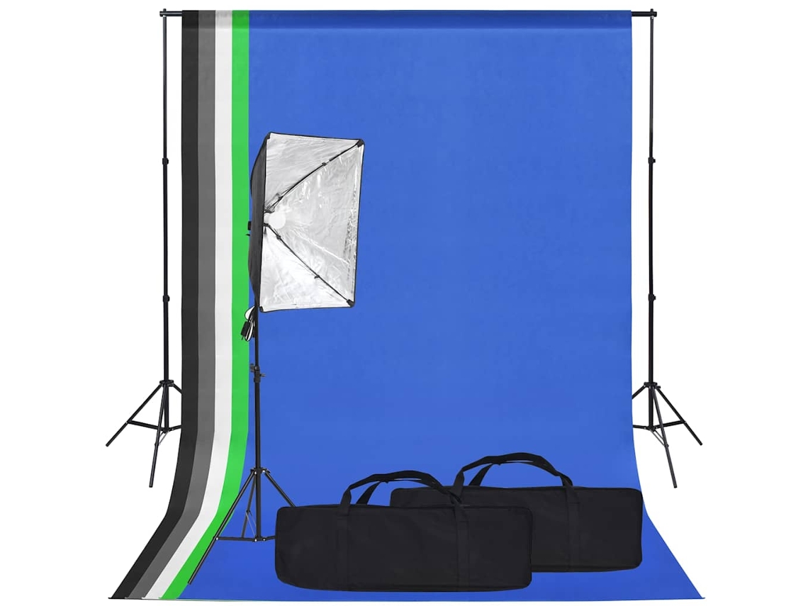 Vidaxl Kit De Estúdio Fotografia Com Softbox De Iluminação E Fundos