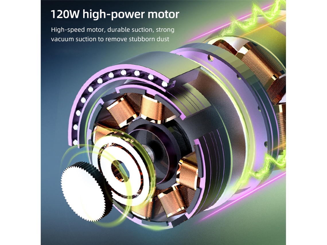 Aspirador de Mão Sem Fio 7000pa 120w 2200mah Portátil para Carro e Casa Seco/úmido