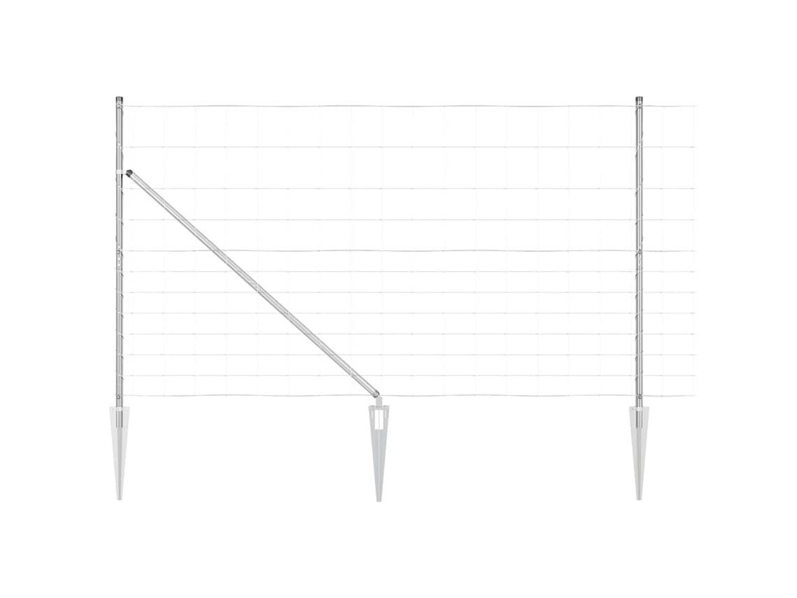 Conjunto 1 Poste De Cerca Externo Vidaxl Prateado Aço (25 X 1,4 M)