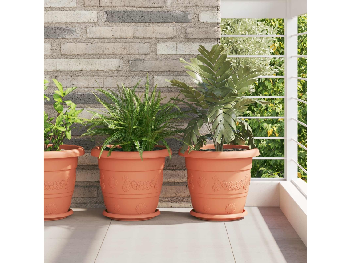 Vidaxl Vasos De Plantas 6 Unid. Vermelho Tijolo Ø 30 X 25 Cm Plástico