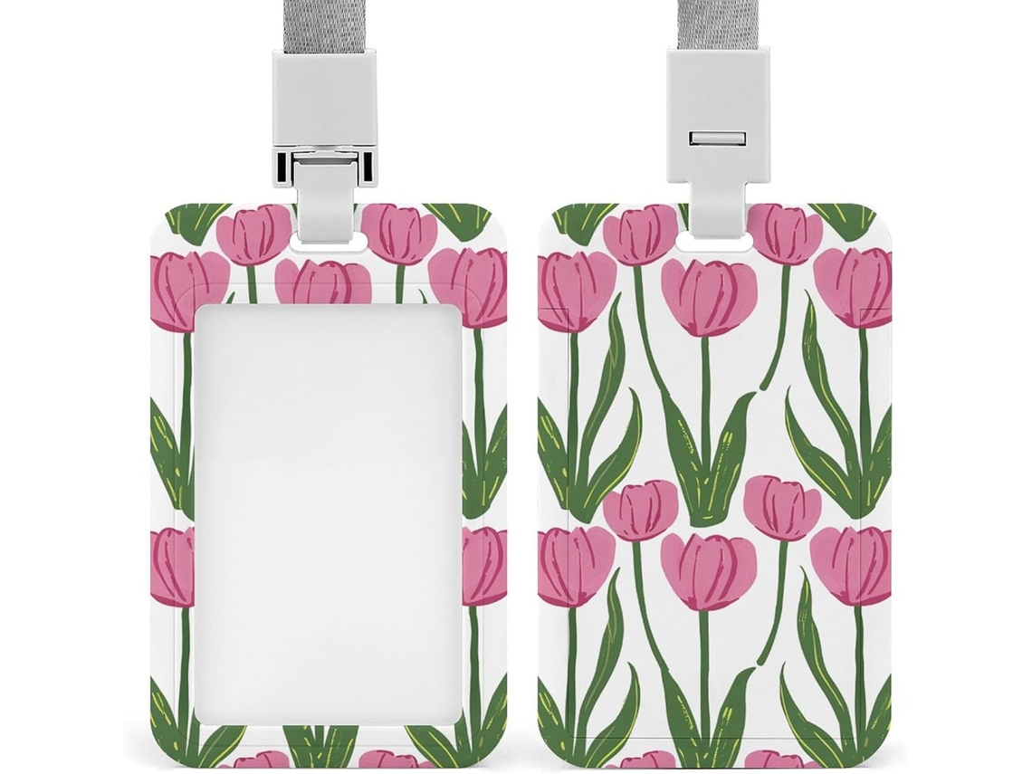 Porta Crachá Com Estampa De Flor Pêssego, Personalizável, À Prova D Água, Protetor De Crachá, Ideal Funcionários De