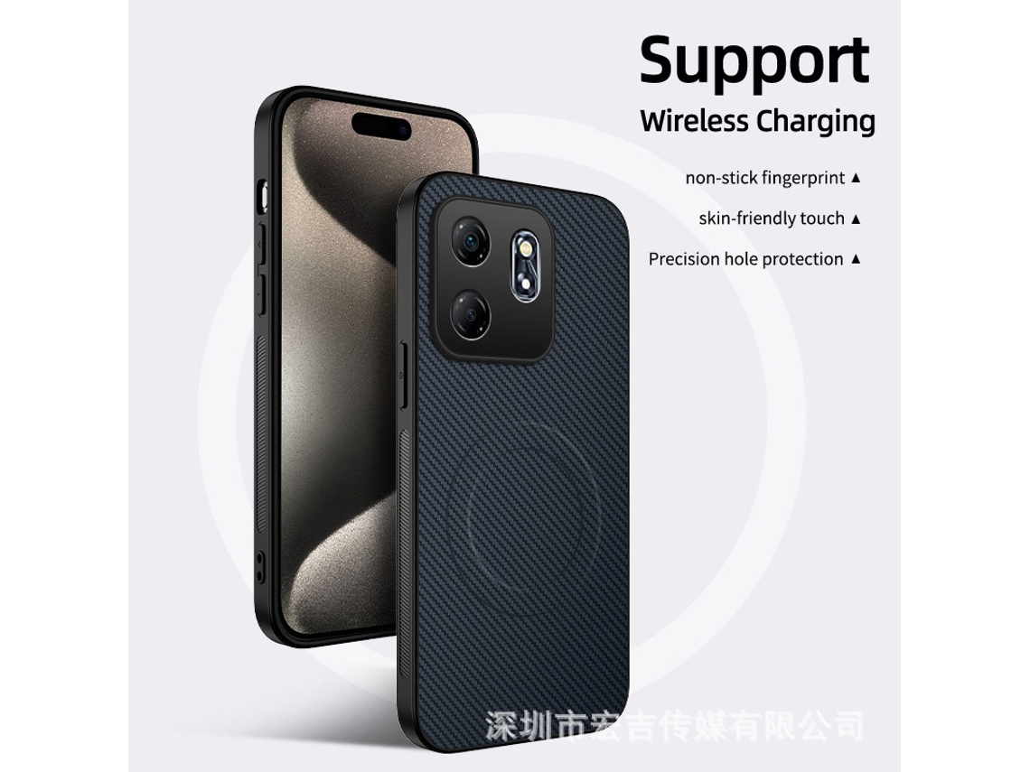 Capa Magnética Para Celular Oppo Com Textura De Couro E Fibra De Carbono, Totalmazul - Realme Note60/note60x