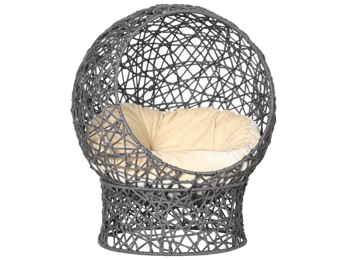 Cesta/caverna Para Gatos Com Almofada Inclusa, 2 Peças, 50 Cm X 50 Cm X 60 Cm, Antracite