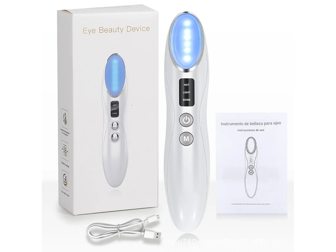 Massageador Vibratório, Creme Para Os Olhos Com Íons De Luz Colorida, Delineador Aquecido Eletricamente, Dispositivo De Beleza Para Os Olhos