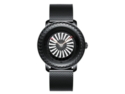 Reloj Analógico De Cuarzo Con Dial Redondo De Aleación Y Correa De Acero Biden (negro)
