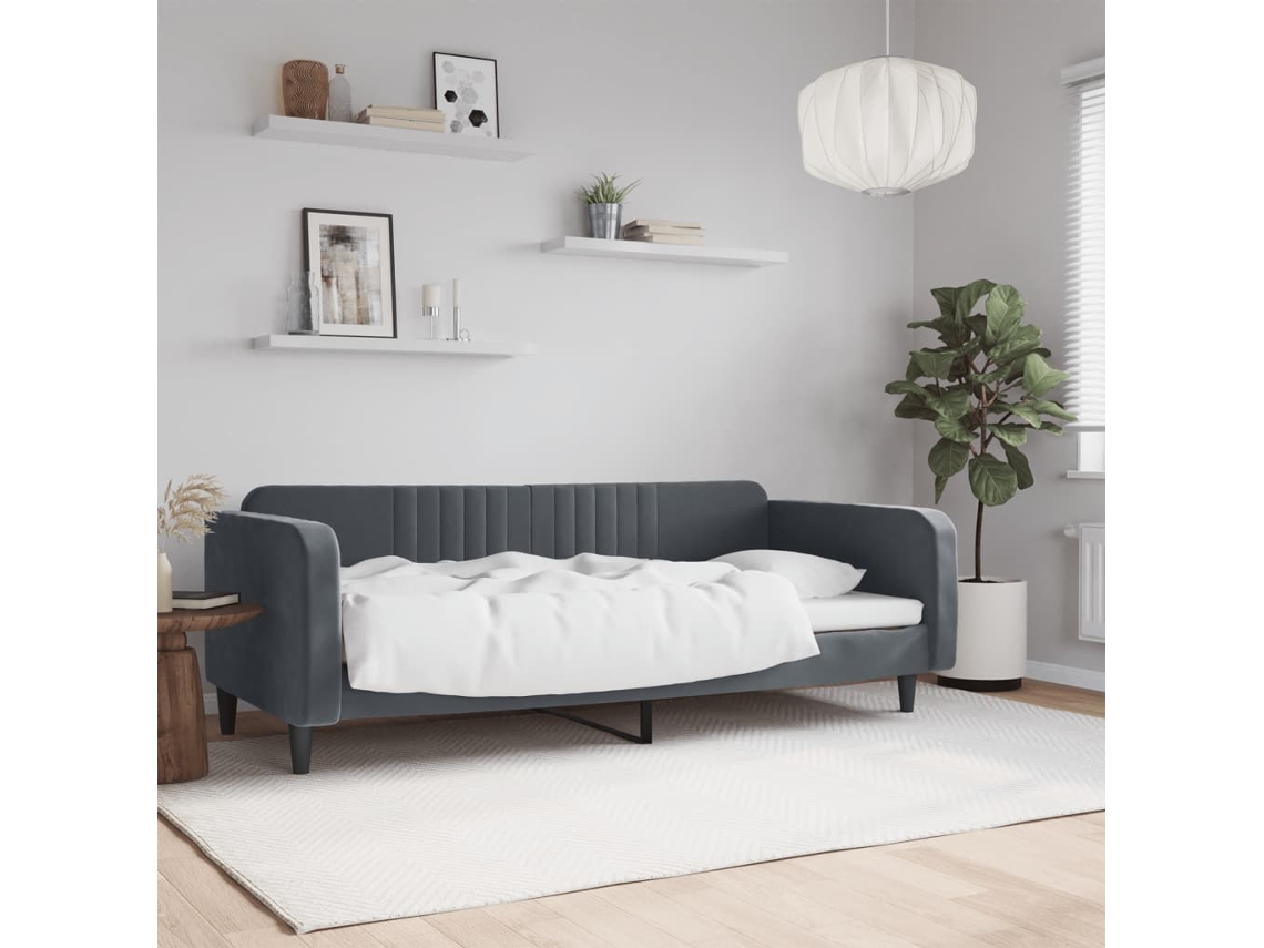 Vidaxl Sofá-cama 90x190 Cm Veludo Cinzento-escuro