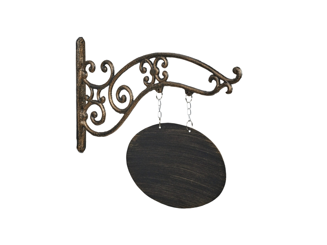 Sinal De Parede Relaxdays Em Ferro Fundido, Para Escrever, Sinal Nostálgico Com Suporte, Bar, Entrada, Preto/dourado