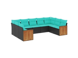 Conjunto de Sofá de Jardim, 5 Peças, Almofadas, Rattan Preto MAISON EXCLUSIVE