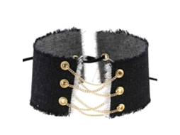 Colar De Denim Personalizado Choker Clavícula