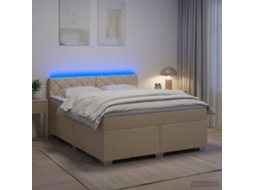 Vidaxl Cama Box Spring Com Colchão E Led Creme 160 X 200 Cm Tecido