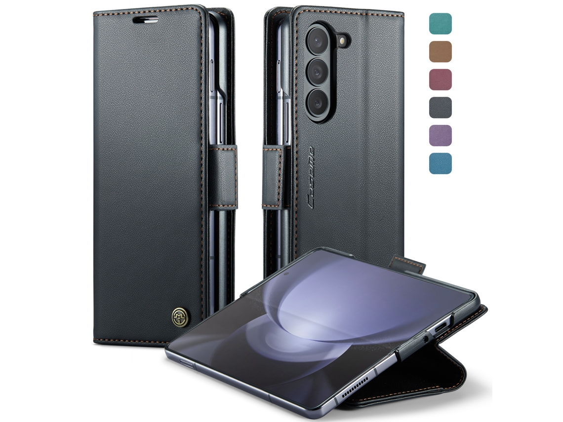 Capa Protetora De Couro Para Celular Com Compartimento Para Cartão, Antifurto E Resistente A Quedas.preto - Samsung Z Fold6
