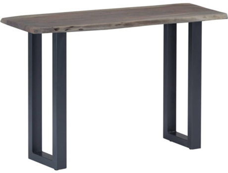 Mesa Consola  Madeira de Acácia Maciça e Ferro Cinzenta (115x35x76cm)