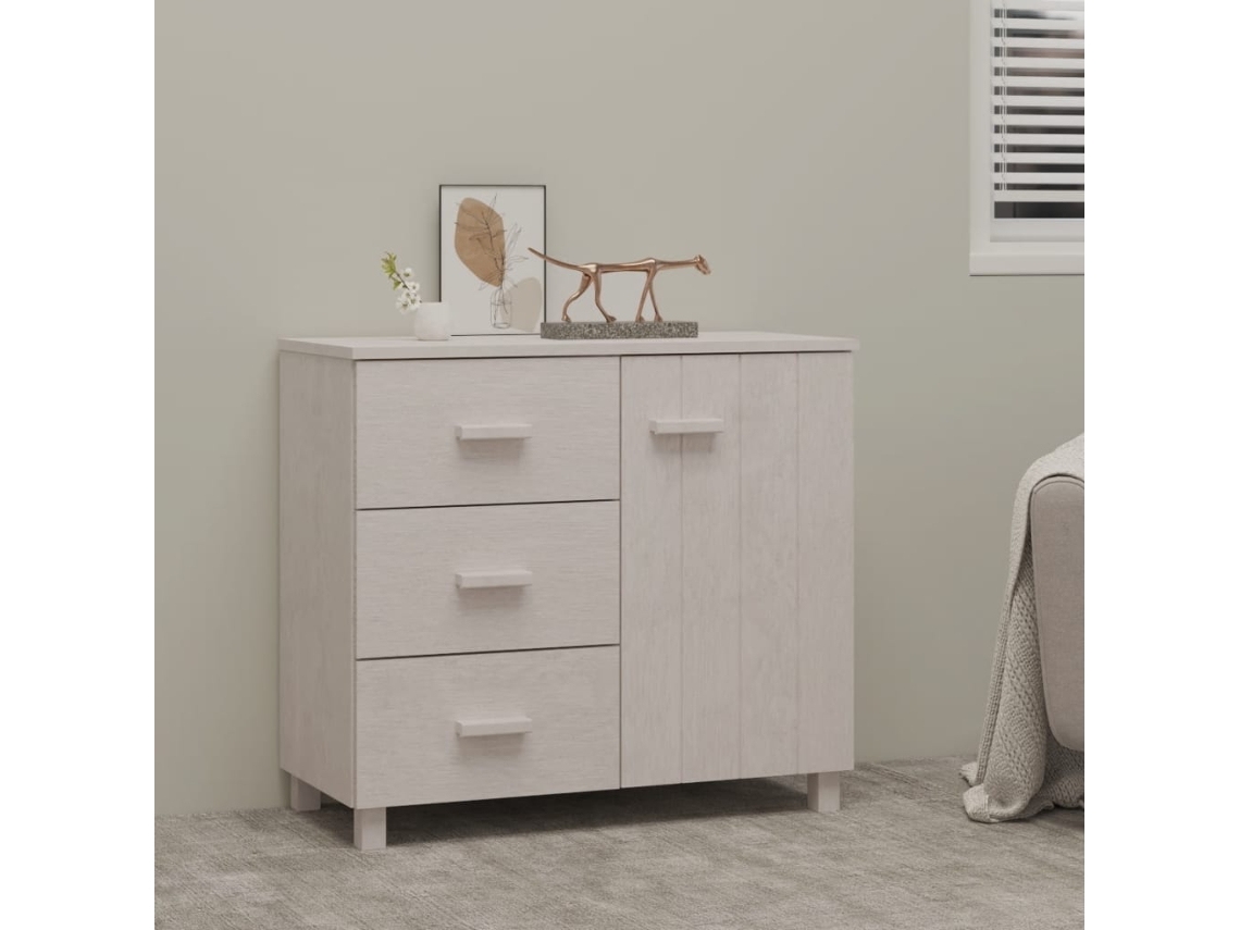 Vidaxl Aparador Hamar 90x40x80 Cm Pinho Maciço Branco