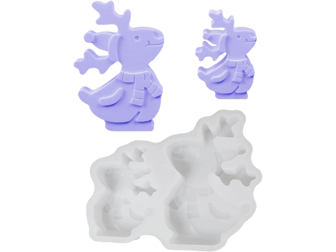 Moldes De Silicone De Natal - Molde De Rena, Modelo De Rena Em Pé