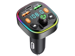 Transmissor Fm YIZHOOD Q5 3.1A Tipo C Usb Mãos-Livres Bluetooth 5.0 Preto